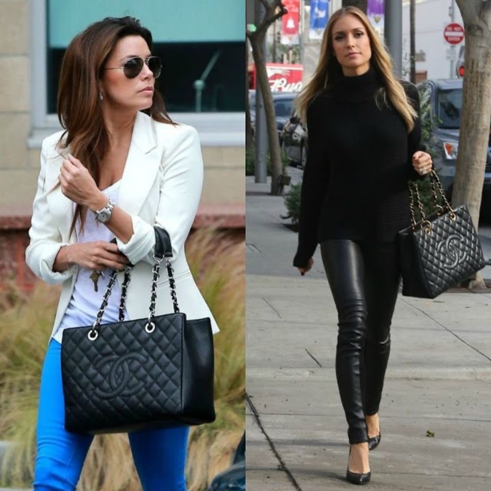 𝐂𝐇𝐀𝐍𝐄𝐋 Black Quilted Caviar Grand Shopping Tote - Picture 2 of 16
